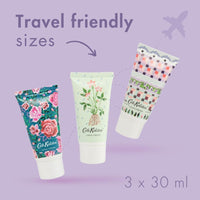 Heathcote & Ivory Cath Kidston Hand Creams 30ml x3, 3 Fragrances, Hand Moisturiser, Fits in Pocket, Handbag, Backpack or Toiletry Bag, Beauty Gift For Her, Travel Size, Vegan and Cruelty Friendly