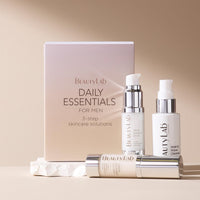 BEAUTYLAB Daily Essentials Gift Set for Men, Wash & Shave Cleanser, Serum, & Eye Cream, 3-Step Routine to Hydrate, Smooth, & Protect Skin, Mens Skincare Gift Set