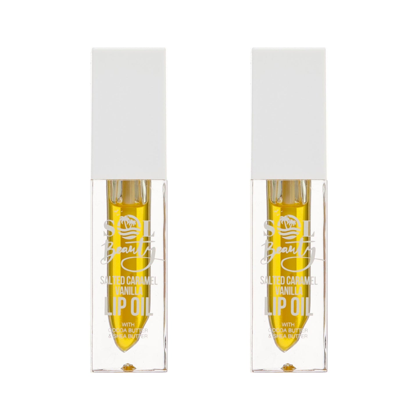 Sol Beauty Salted Caramel Vanilla Lip Oil with Cocoa Butter and Shea Butter, Hydrate and Soften your Lips, Vegan Friendly and Cruelty Free Lip Oil 2 x 3g