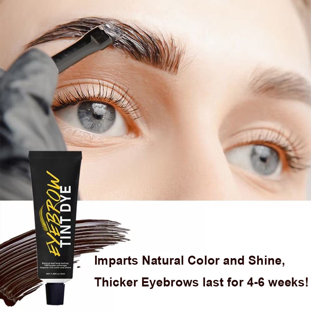 SHEEYOON Eyebrow Dye Kit, Professional Update Formula Brow Eyelash Tint Cream, Natural Semi Permanent Brows Color Long last for 4 weeks (Maroon)