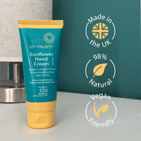 My Trusty Sunflower Hand Cream, Suitable for Dry Skin and Skin Prone to Eczema, Vegan Friendly with Natural Ingredients, Bergamot Orange and Neroli Scent, 100ml