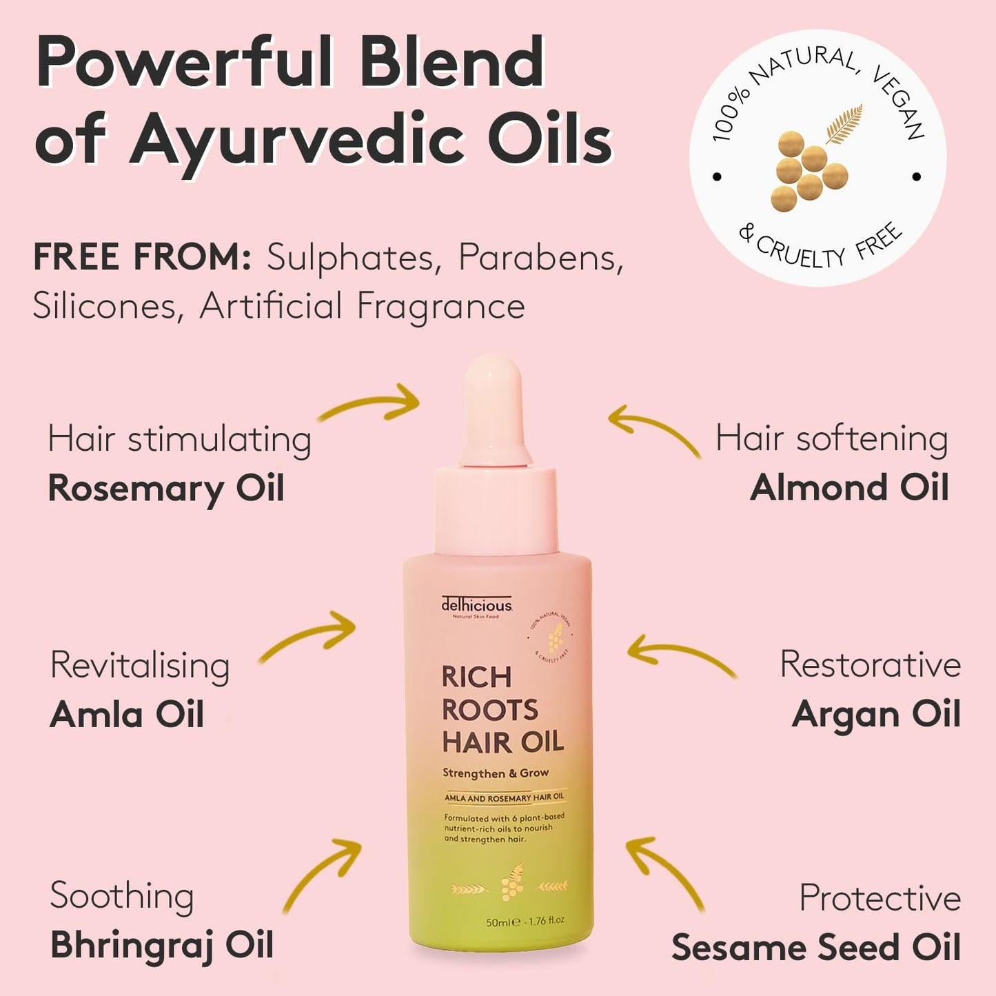 Delhicious Rich Roots Amla and Rosemary Hair Growth Oil, 50ml