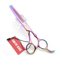 Smith King 6.0 inch hair scissors set hair cutting scissors & thinning scissors with razor&comb in 1 set (Rainbow)