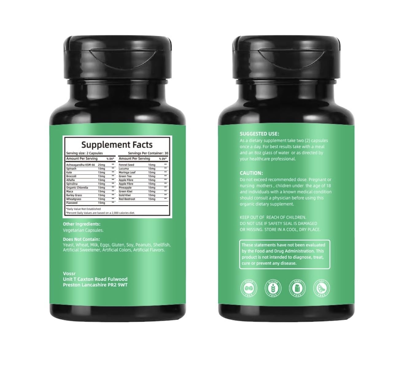 AYP Distribution Advanced Superfood Powder 60 Softgel Capsules – Organic Premium Super Greens Blend with Ashwagandha KSM-66, 20+ Natural Nutrient-Rich Ingredients for Immunity and Energy | Vegan, Non-GMO