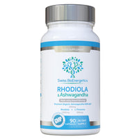 swiss bioenergetics Rhodiola & Ashwagandha with L-Theanine - Award Winning Ashwagandha KSM-66 600mg & 1500mg Rhodiola - Whole Root Equivalent- adaptogen Combo- No Artificial fillers- UK Made