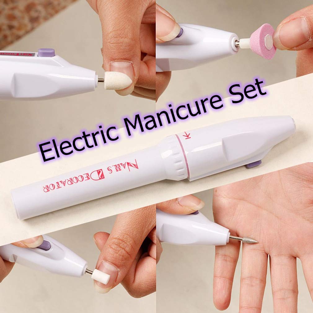 5-in-1 Electric Manicure Set, Nail Drill File Grinder Grooming Kit with Nail Brush and Foam Toe Separators, Callus Remover Nail Buffer Polisher Nail Art Pedicure Kit for Home Salon by RuiChy