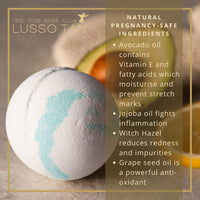 Tan Removing Bath Bomb for Pregnancy - Nourishes and softens Tightly Stretched Skin. Natural, Organic, Vegan and Cruelty-Free Pregnancy-Safe Tan Eraser from Lusso Tan Maternity Range