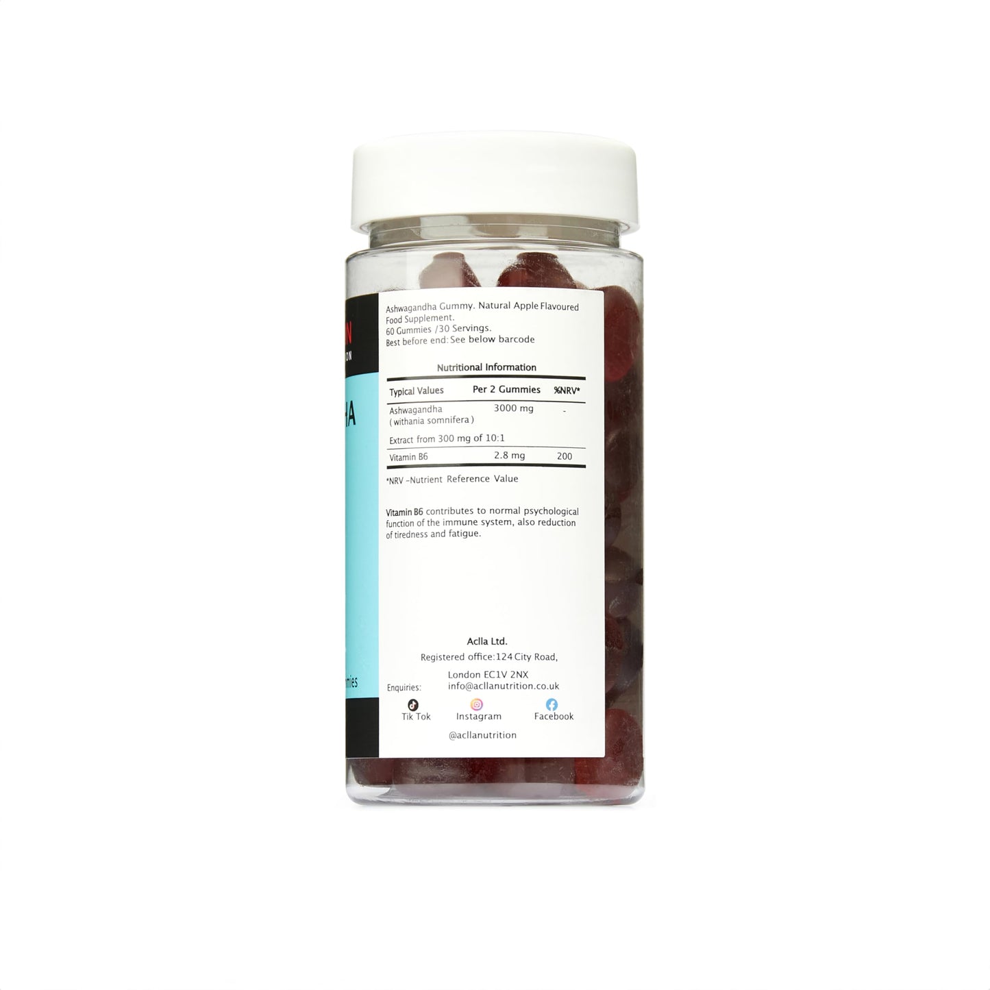 Ashwagandha Gummies 3000Mg & B6 2.8MG High-Strength Botanical Extract I Natural Apple Flavor I Stress Reduction, Supporting Psychological Function&Sleep.One-Month Supply by Aclla Nutrition.