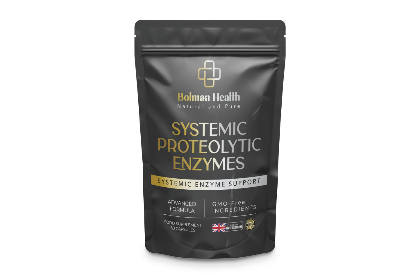 Bolman Health Systemic Proteolytic Enzymes | Advanced Enzyme Complex | Supports Inflammation Response, Repair & Recovery | Digestive & Immune Health | 60 Vegan Capsules | GMO-Free | Made in UK