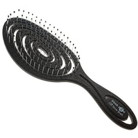 Head Jog 08 Paddle Brush Flexible Soft Pin Bristles, Detangling Wet Or Dry Hair. Gentle Brushing Straw Brush. Detangle Round Brush for Straight, Curly & Wavy Hair. (Monochrome Collection Charcoal)