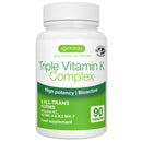 Igennus Advanced Triple Vitamin K Complex 2700 mcg, Vitamin K1 & K2 (MK-4 & MK-7), Bioactive Natural Forms, High Strength, Bone & Cardiovascular, Clean Label, Vegan, 90 Capsules