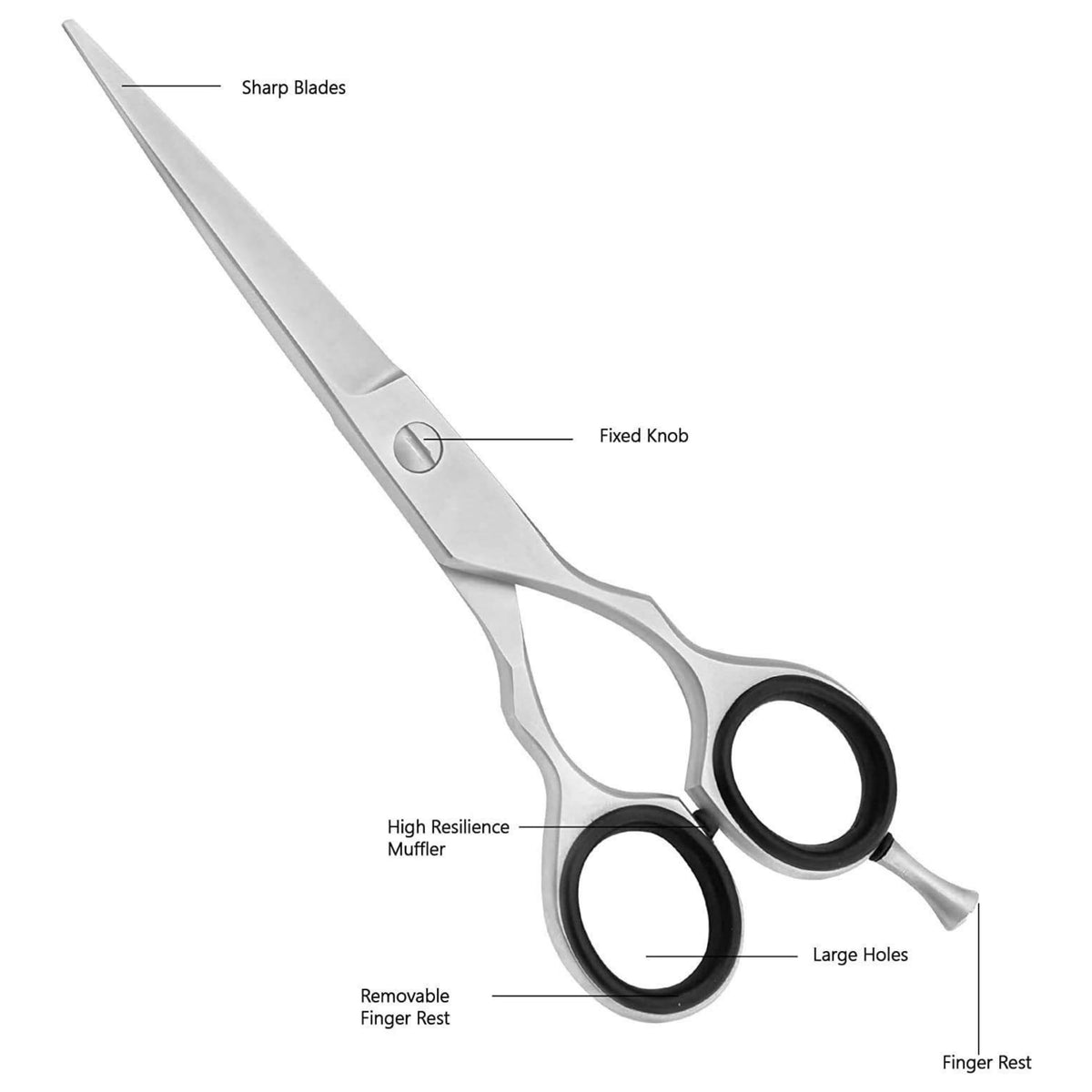 Asm Instruments ASM Professional Hairdressing Scissors Barber Salon Scissor - Heavy Duty Stainless Steel Barbers Scissor for Crafting, Beard & Hair Cutting 6.5" - Perfect Christmas Gifts for Women & Men (Silver)