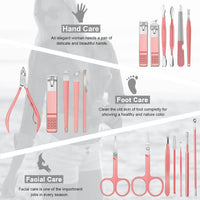 Leipple Manicure Set Professional Pedicure Nail Clippers Kit - 18 pcs Nail Care Tools - Grooming Kit with Luxurious Upgraded Travel Case (Beige/Pink)