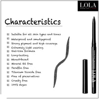 Lola Make Up by Perse LOLA Make Up Automatic Eye Pencil Beauty|Eye Pencil for Smokey Eye|Water-Resistant & Smudge Proof|Long-Lasting| - (001 Classic Black)