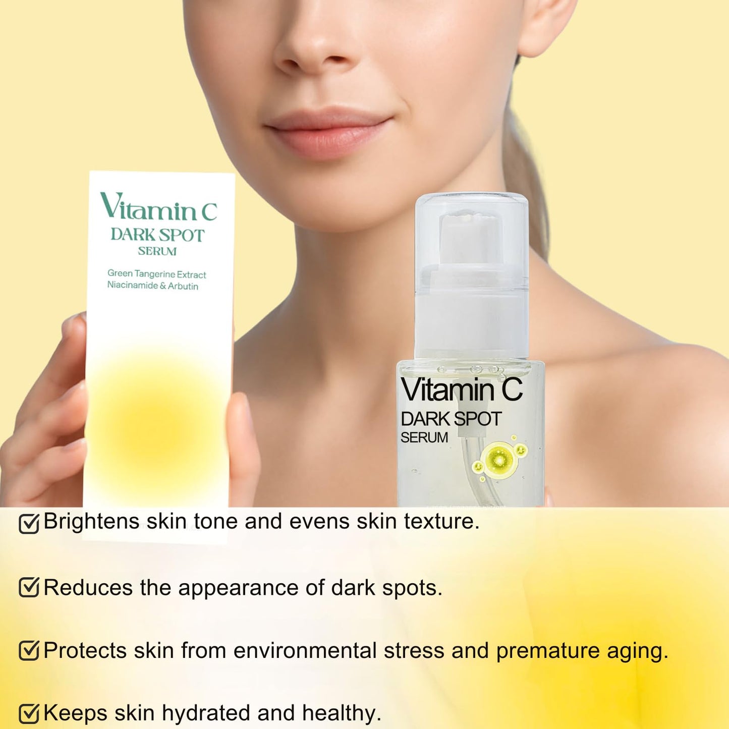 TBeautfave 2PCS Vitamin C Dark Spot Serum – Vitamin C Serum for Face,Brightening Serums for Women,Correcting Glow Serum With Niacinamide,Anti-Dark Spots,Fine Lines&Wrinkle,Korean Skincare,30ml