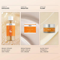 REN Clean Skincare REN Radiance Ultimate Glow Heroes Starter Kit, Ready Steady Glow Daily AHA Tonic 100ml, Dark Circle Eye Cream 5ml, Glow Daily Vitamin C Gel Cream 15ml, Gift Set
