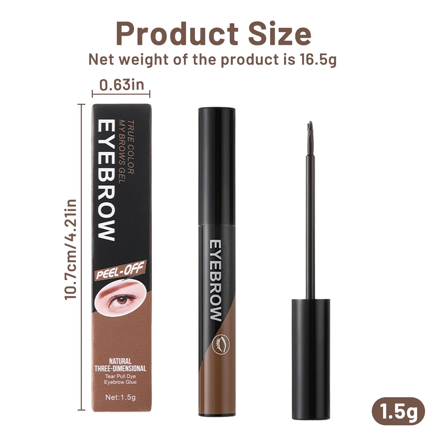 Ninnyi Peel Off Eyebrow Gel, Waterproof Semi Permanent Pomade, Tearing Eye Brow Tint (Dark Brown)