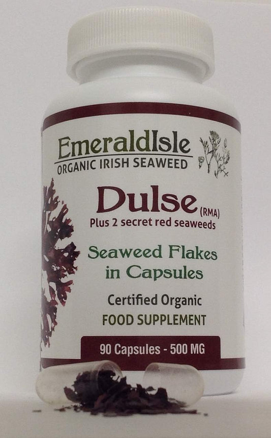 Vitamins and Minerals Dulse Seaweed Capsules Certified Organic Harvested on The North Atlantic Coast of Ireland