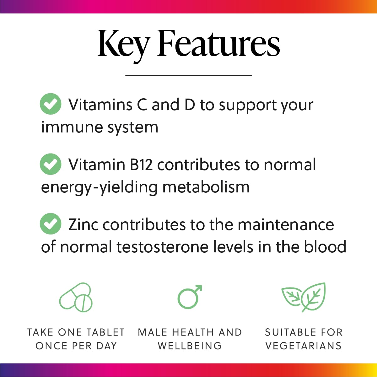 Millions & Millions Multivitamin & Minerals Supplement for Men - 30 Easy to Swallow Tablets - General Health and Wellbeing Support - Vegetarian Friendly - 1 Month Supply