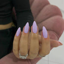 SXVME Lilac False Nails Medium, Acrylic Press on Nails Almond Solid Color Full Cover Fake Nails Medium Stiletto Stick on Nails for Women DIY Nail Art 24 Pcs