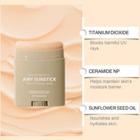 HERBENJOY Airy Sunstick Protection Bar, Broad Spectrum SPF 50+, Invisible No White Cast Sunscreen Stick for Face & Body, Water Resistant Korean Sunblock, Non-Sticky Roll On Sun Protection, 23g