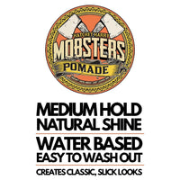 Mobsters Pomade for Men - Strong Hold, Matte Finish Water-Based Pomade for Men, Easy Wash Out, Non-Greasy, Long-Lasting Mens Hair Wax for Slick Back, Easy Wash Out, Compact Tin, Various Scents