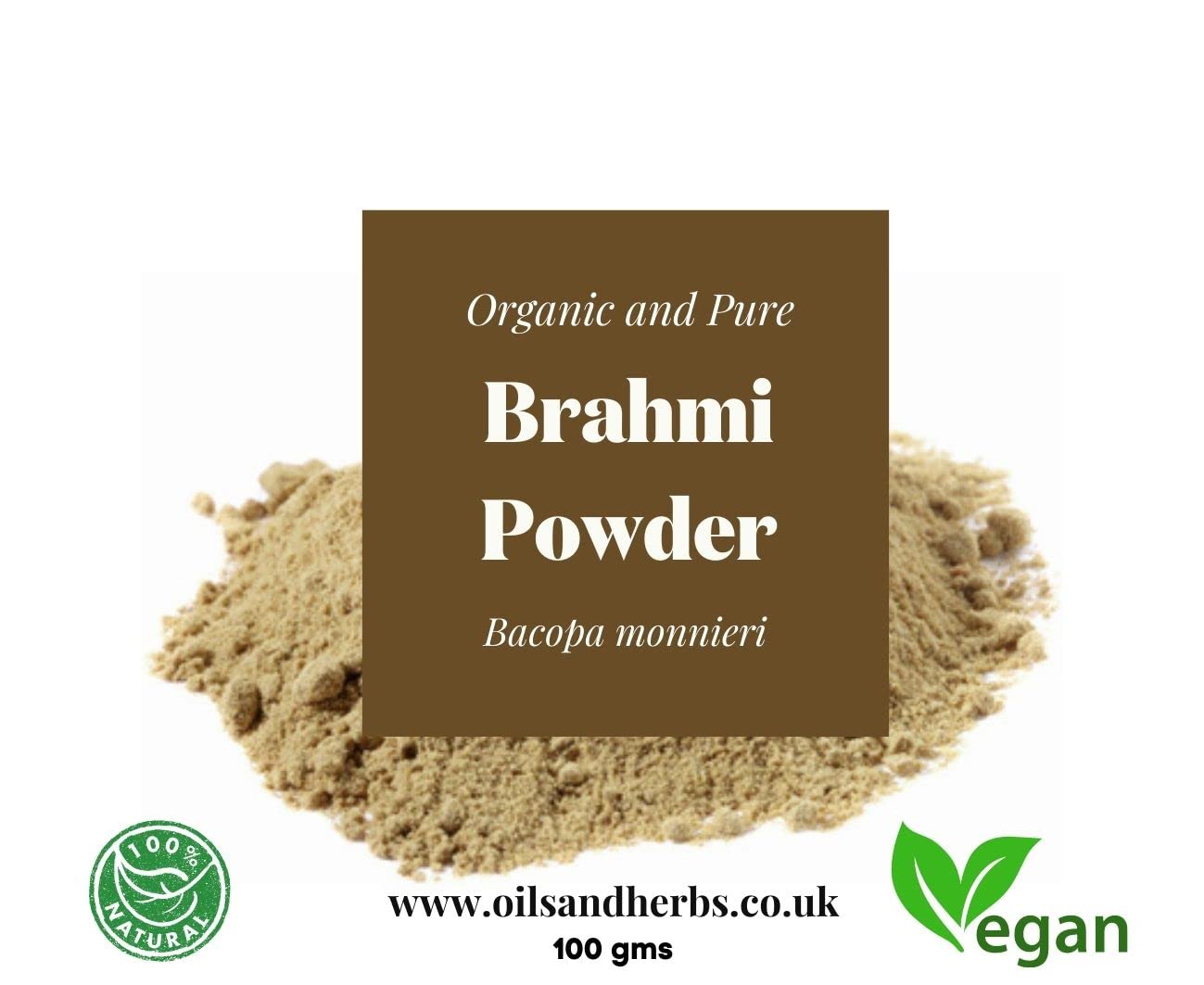 Oils and Herbs UK Clean Organic Brahmi Powder - Bacopa Monnieri - Pure and Natural (100g)
