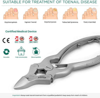 Toenail Clippers by Blizzard - Podiatry Tool German Forged - Cantilever Nail Nippers to Cut Thick Toe Nails - Hospital Grade (Double Spring 15cm)