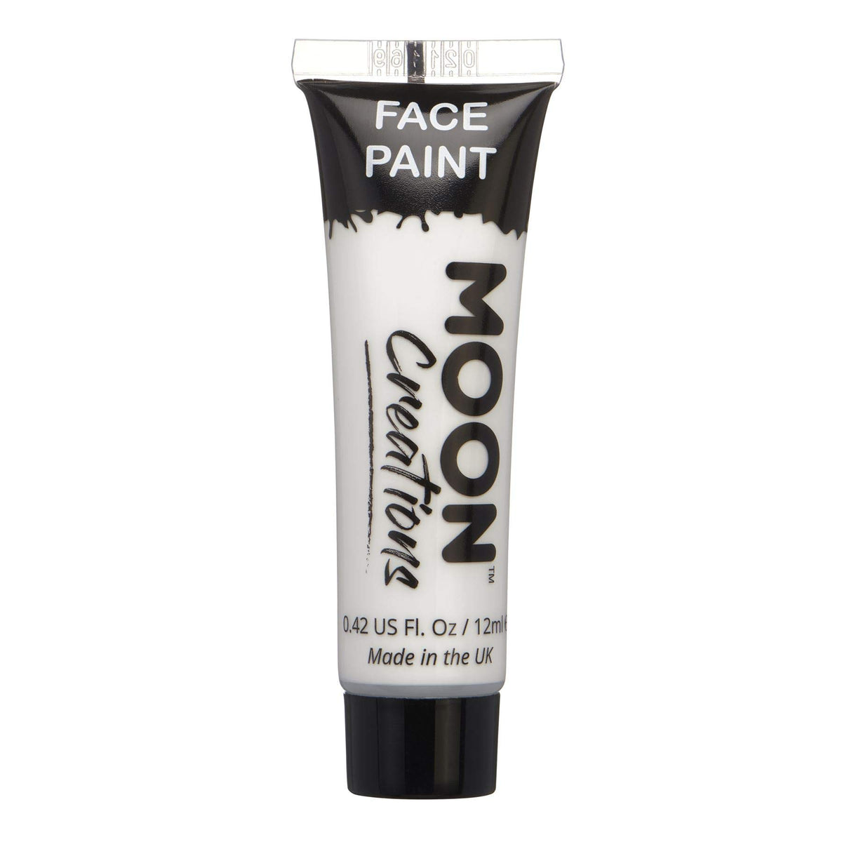 Moon Creations Face & Body Paint Tubes | White | 12ml | Ready to Use Face Paint | No Flake | Cruelty Free, Made in UK | Face Paint for Kids, Adults, Fancy Dress, Festivals, Halloween & More