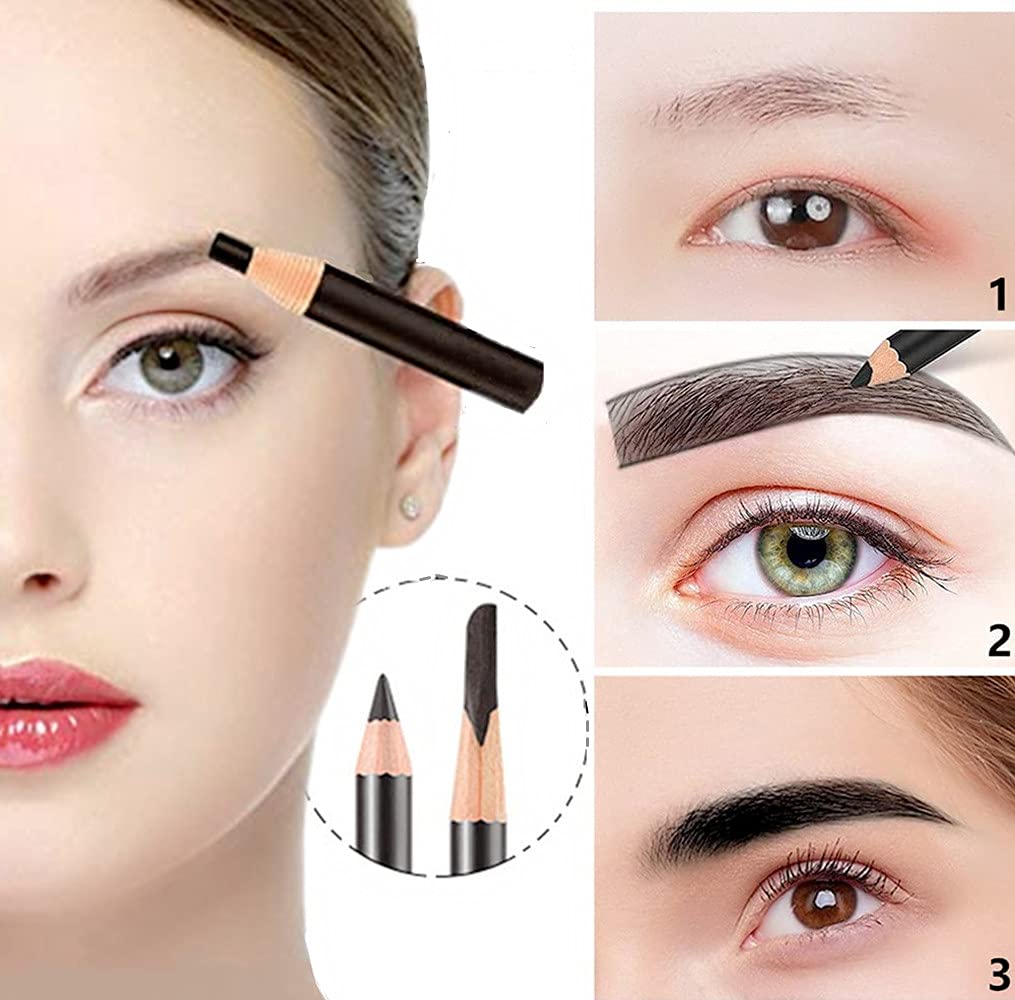 Go Ho 12 PCS Black Eyebrow Eyeliner Pencil Set, Waterproof Eyebrow Pencil,Long-lasting Sweat-proof Eyeliner Makeup Brow Tint Pen（Black）