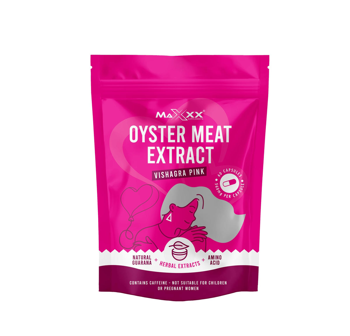 MaXXX Vishagra Pink : 60 Capsules : Oyster Meat Extract, L-Arginine & Ginseng.