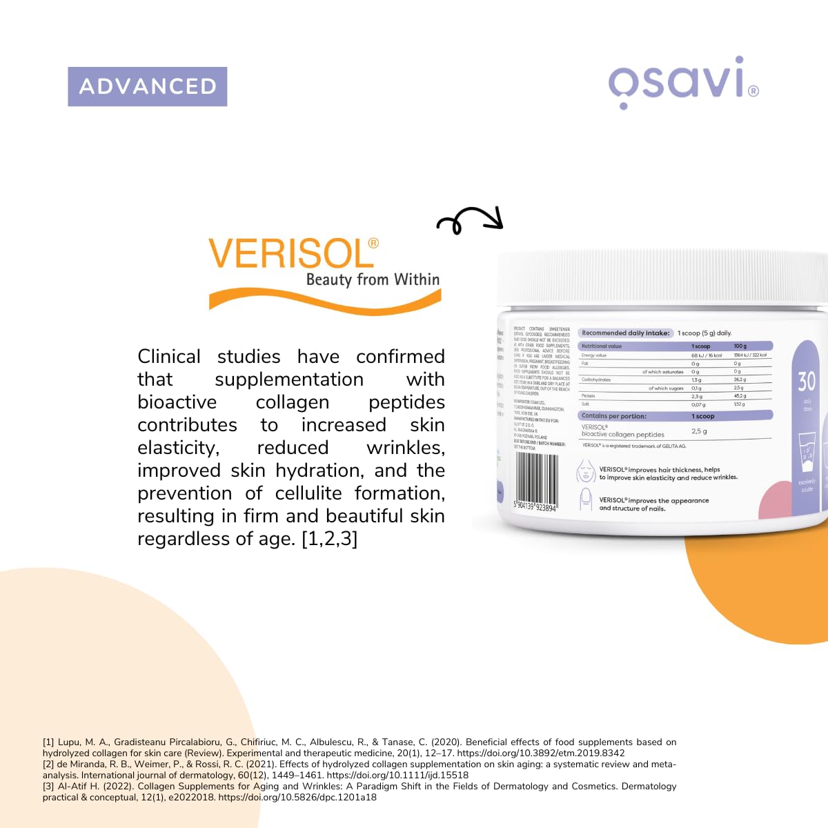 OSAVI Osavi Collagen Hair, Skin & Nails – 150 g Powder | 30 Doses | Wild Berry Flavor | VERISOL® Collagen Peptides for Hair Thickness, Skin Elasticity & Nail Strength | Reduces Wrinkles & Cellulite