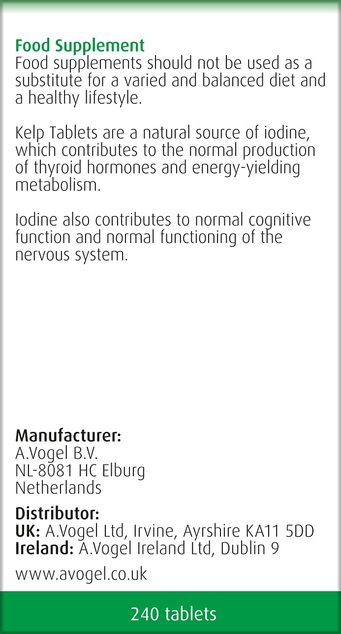 A. Vogel Kelp Tablets | Food Supplement Rich in Naturally Occurring Iodine | Supports Metabolism and Normal Thyroid Function | 240 Tablets