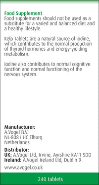 A. Vogel Kelp Tablets | Food Supplement Rich in Naturally Occurring Iodine | Supports Metabolism and Normal Thyroid Function | 240 Tablets