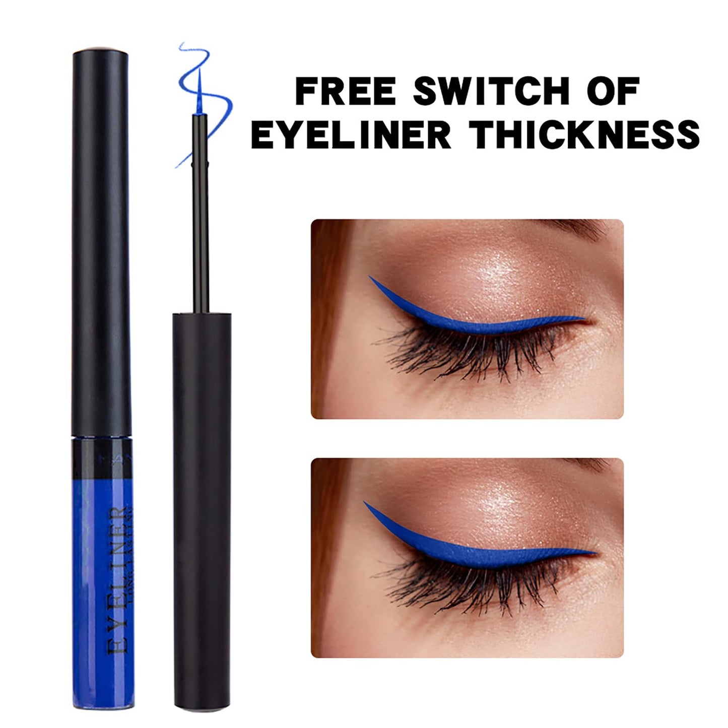 FresFresi Royal Blue Matte Liquid Eyeliner - Waterproof & Long-Lasting, Highly-Pigmented Coloured Eye Liner for Makeup - Eye Makeup Tool Essential