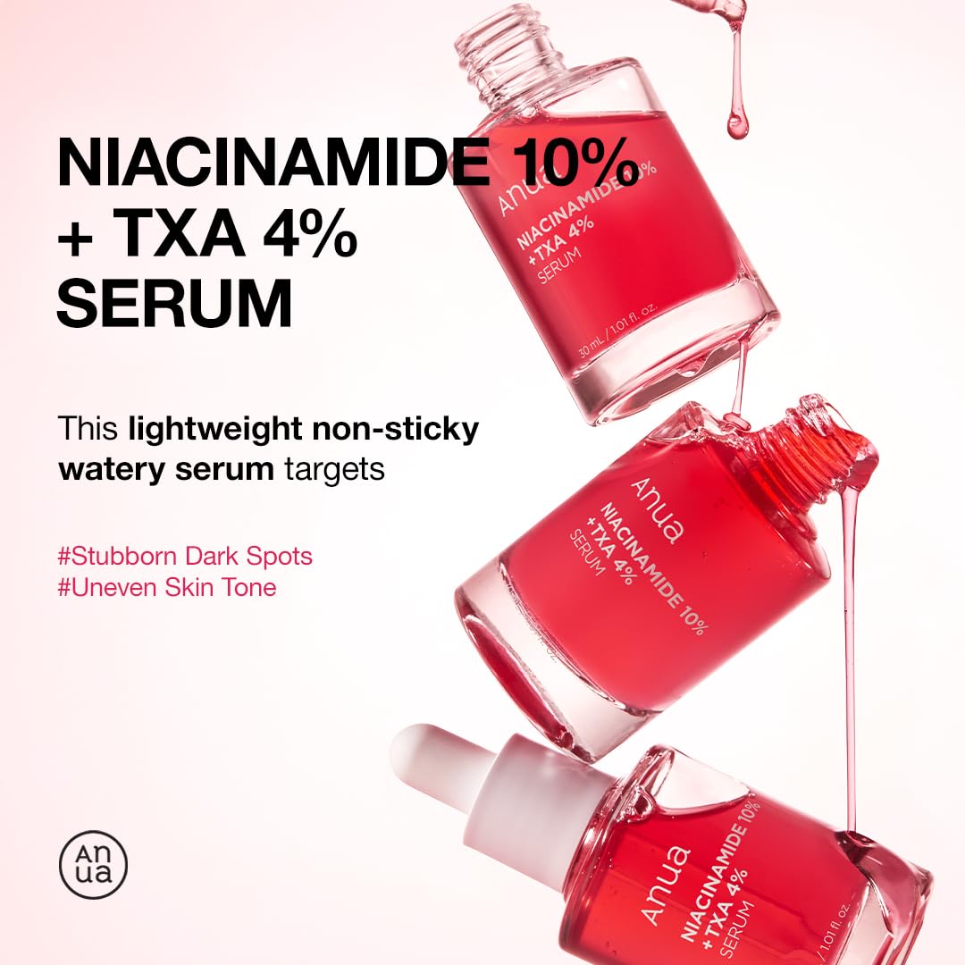 ANUA 10% Niacinamide+ 4% Tranexamic Acid Serum, Ceramide, Hyaluronic Acid, Vitamin B12 natural color, for Sensitive skin, Korean Glass Skin, Fragrance-Free (30ml /1.01 fl.oz.)