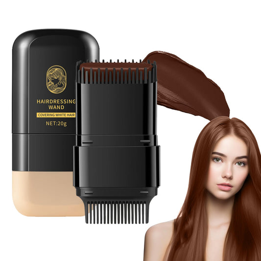 SOLUAME Hair Dye Comb, Brown Hair Dye, Hair Colour Stick, 2 in 1 Hair Concealer, Even and Effective Coverage, Gentle Formula, Easy to Use, Compact and Portable, 20g(Chestnut Brown)