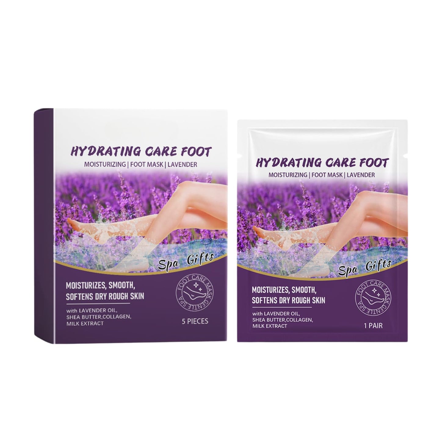 ISBEAUSOLS 5PCS Lavender Foot Masks, Hydrating Foot Mak for Women