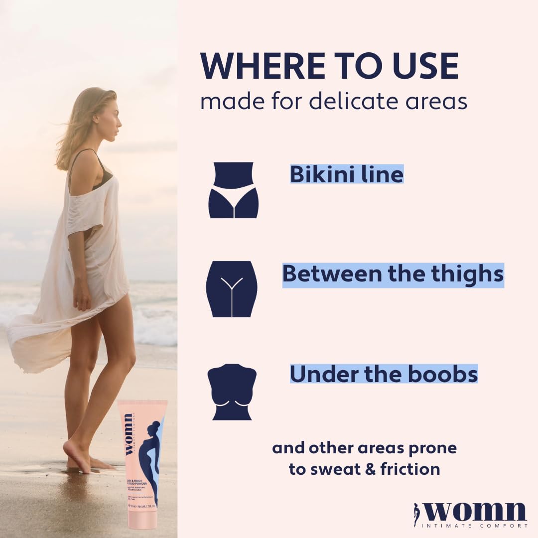 womn Liquid Body Powder for Women – Against Sweat, Chafing & Odour 50 ml