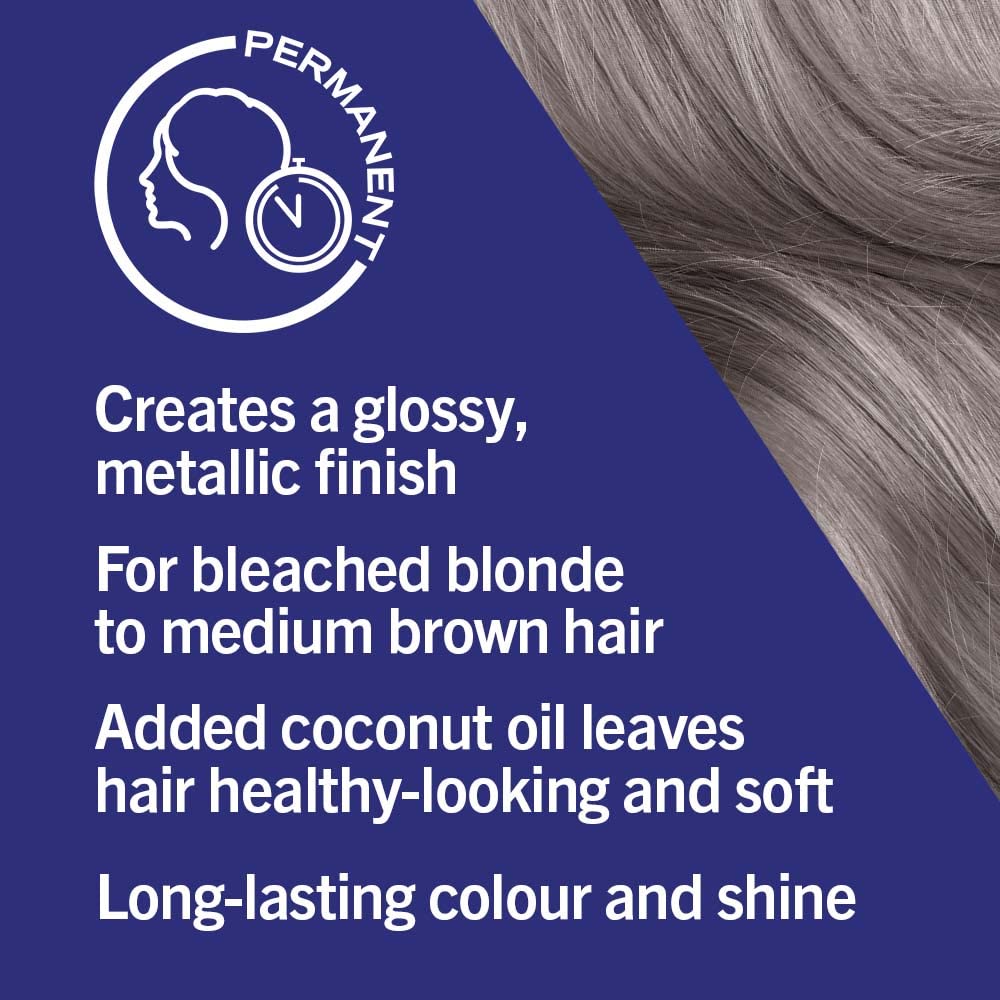 Schwarzkopf LIVE Urban Metallics Vibrant, Long Lasting, Permanent Silver Hair Dye, Infused with Coconut Oil for Shiny Hair - Dusty Silver U72