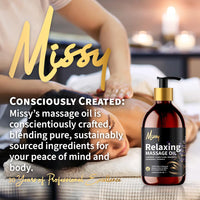 Just Missy Relaxing Massage Oil by Missy - Luxurious Soothing Blend Massage Oil for Date Night with Lavender, Chamomile, Ylang Ylang & Bergamot, Enriched with Vitamin E, Lightweight Grapeseed Oil Base
