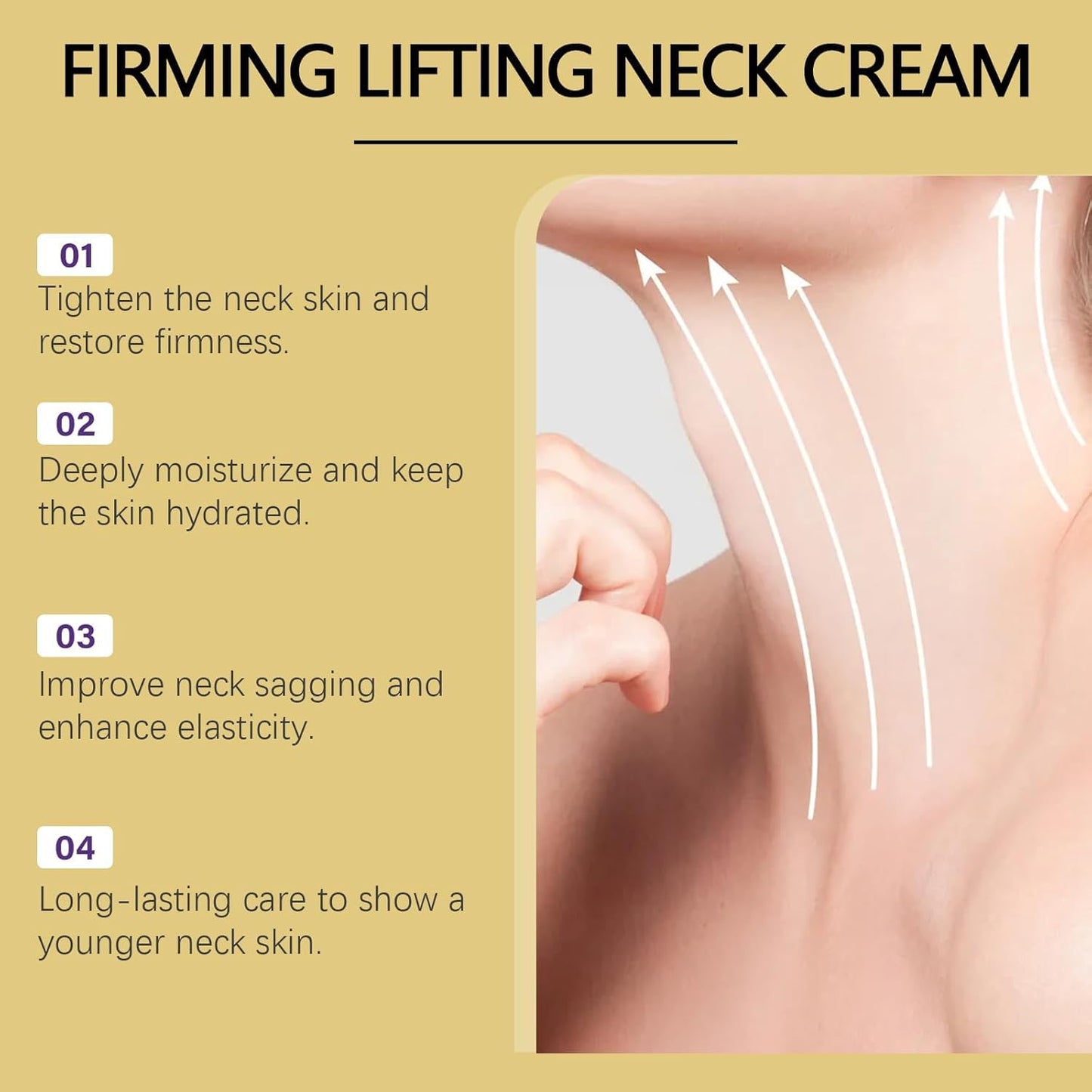 YXtecd AH-8 Firming Neck Cream, 120G Neck Firming Cream with Roller, Reduce Wrinkles Fine Lines And Double Chin, Firm and Lift Sagging Skin