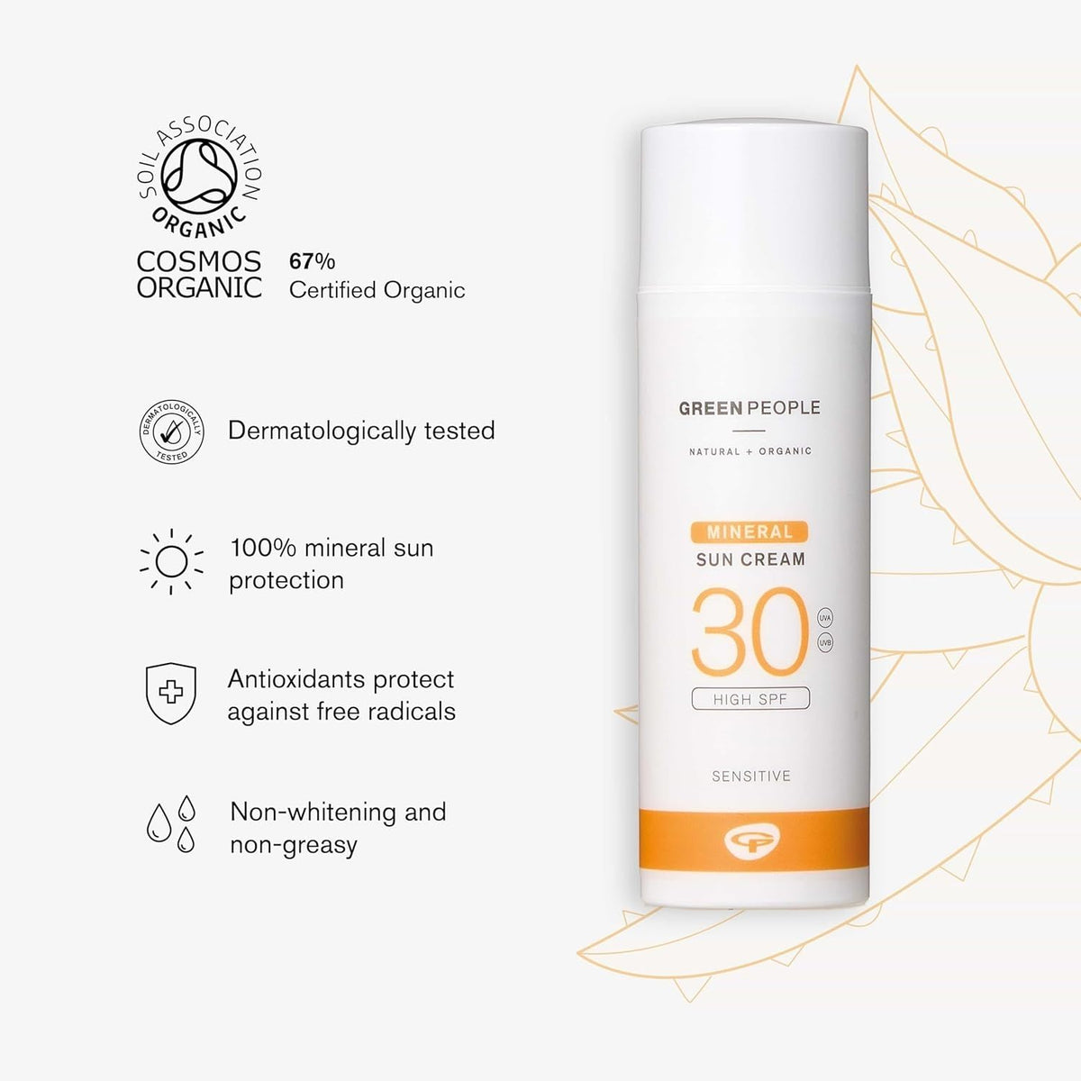 Green People Mineral Sun Cream SPF30 with Zinc Oxide, 50ml