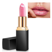 HAORQEE Pink Glitter Colour Changing Lipstick, Metallic Long Lasting Waterproof