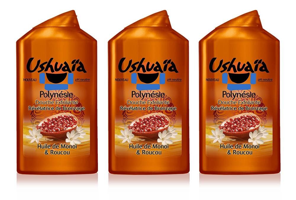 Ushuaïa - Polynesia Revolutionary Shower Gel with Monoi and Ruckoo Oil - 250 ml - Pack of 3