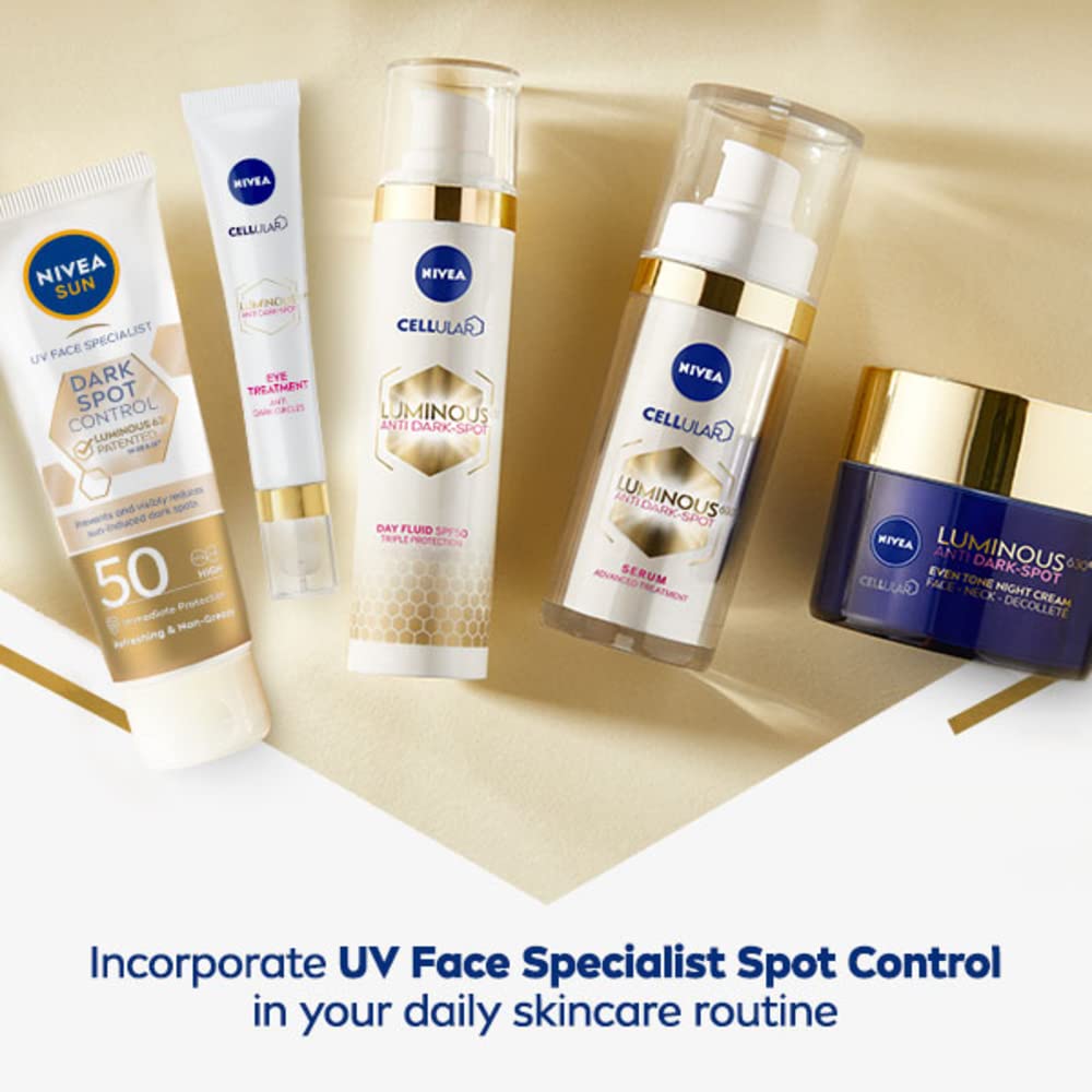 NIVEA Sun UV Face Specialist Dark Spot Control Fluid SPF50 (40ml), Protects Against Sun-Induced Dark Spots, with NIVEA LUMINOUS 630, Hyaluronic Acid, and Vitamin E