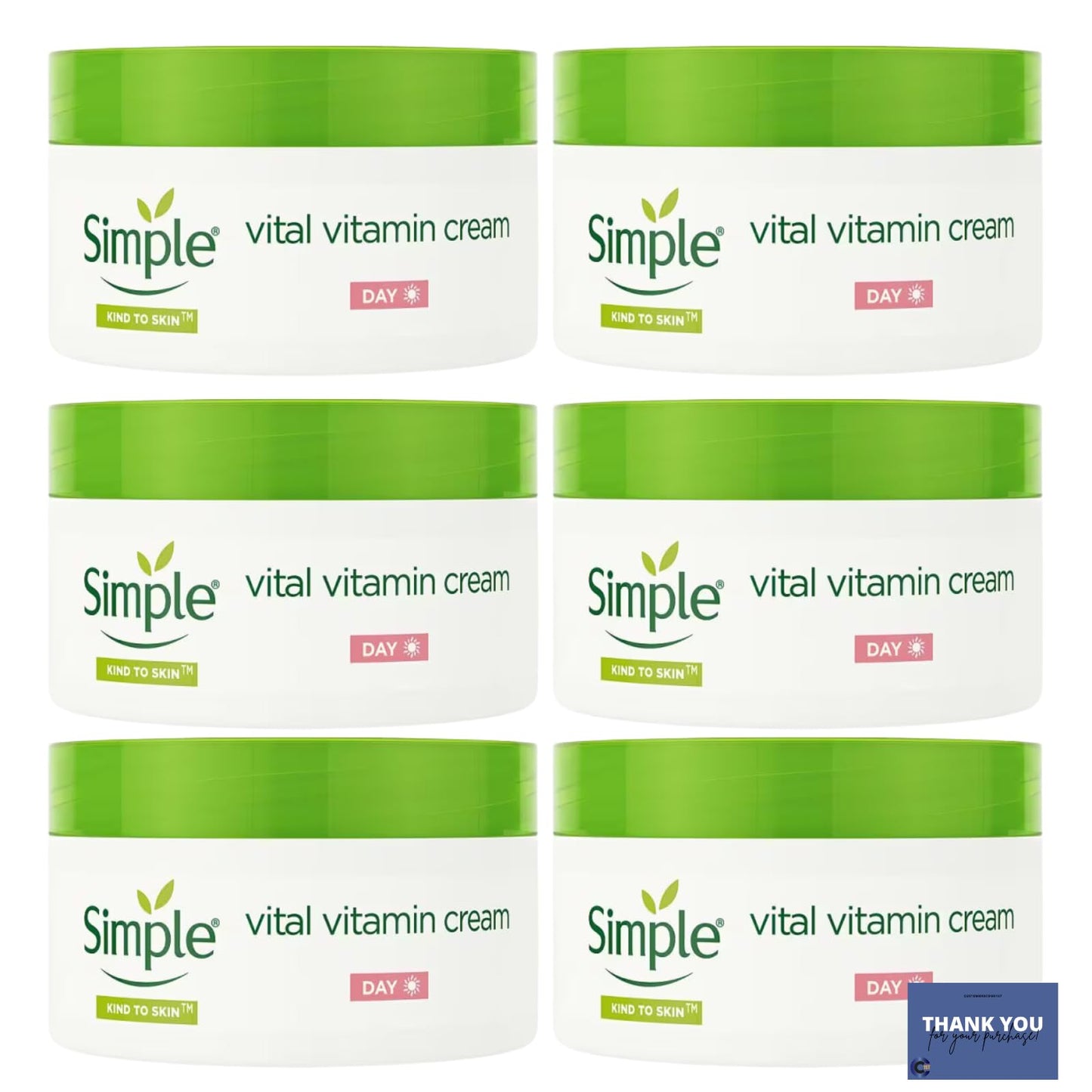 Cc1st Customers Come 1st Simple Kind to Skin Vital Vitamin Day Cream SPF 15, 50ml (Pack of 6) – Hydrating & Nourishing Daily Moisturizer for All Skin Types