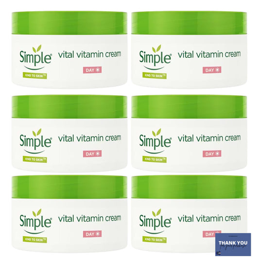 Cc1st Customers Come 1st Simple Kind to Skin Vital Vitamin Day Cream SPF 15, 50ml (Pack of 6) – Hydrating & Nourishing Daily Moisturizer for All Skin Types