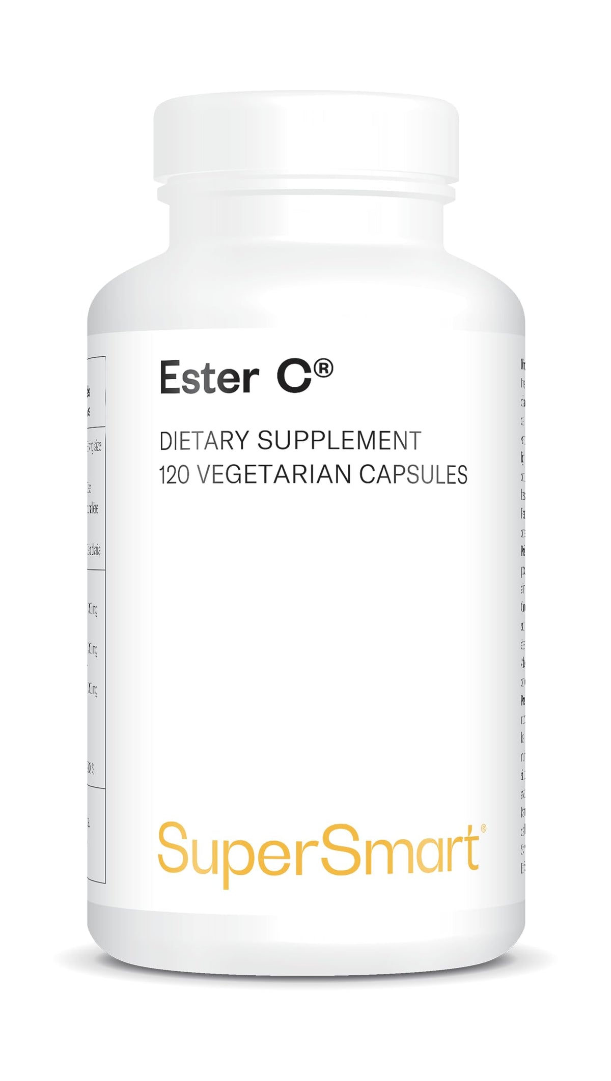 SUPERSMART Ester C® - Non-Acidic Vitamin C - Patented - Helps Reduce Fatigue and Strengthen the Immune System - Easy to Digest - Vegan - Gluten-Free - SuperSmart