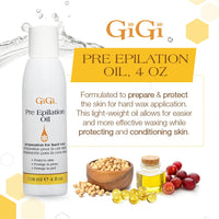 GiGi Pre Epilation Oil - Allows For Easier & More Effective Waxing While Protecting & Conditioning Skin - Preparation for Hard Wax - 118ml